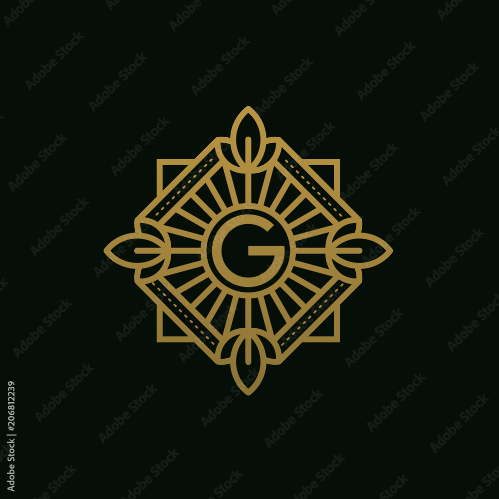 luxury logo template monogram of letter g vector illustration
