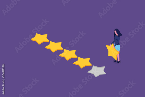 Customer review, Usability Evaluation,  Feedback,  Rating system isometric concept. Vector illustration