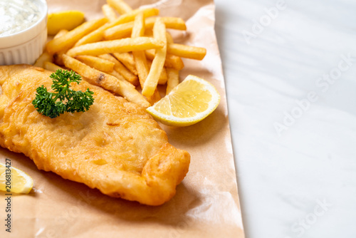 Photography fish and chips with french fries
