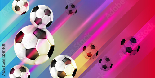 Football background with soccer balls.
