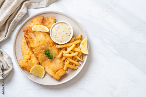 Wall Mural fish and chips with french fries