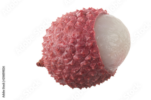 peeled lychee isolated on white background