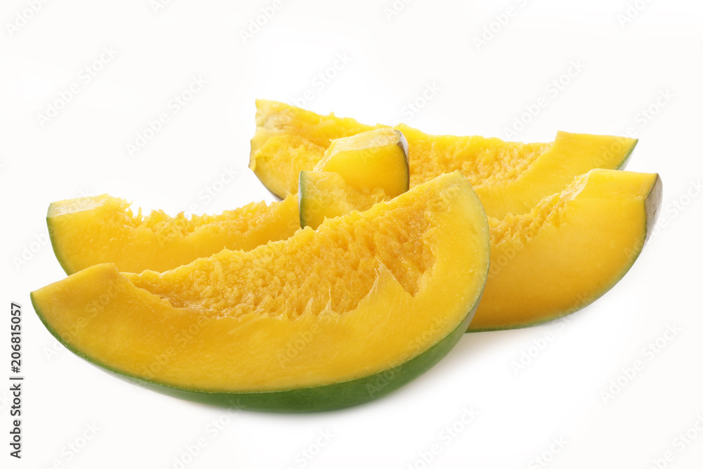 slices of mango isolated on white background