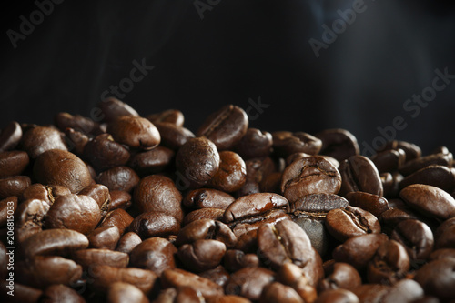 Hot roasted coffee beans