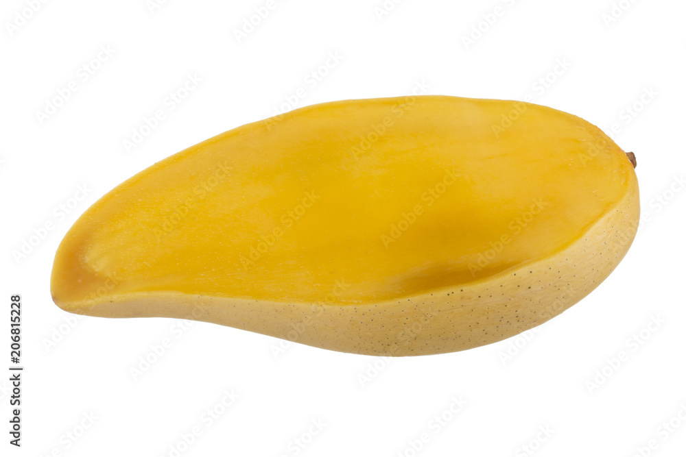 half of yellow mango isolated on white background half of yellow mango isolated on white background