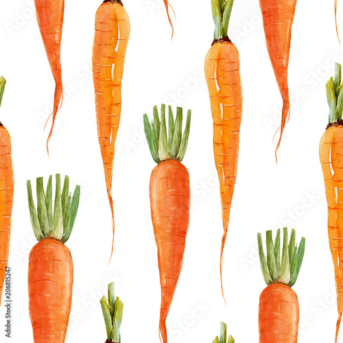 Watercolor carrot vector pattern