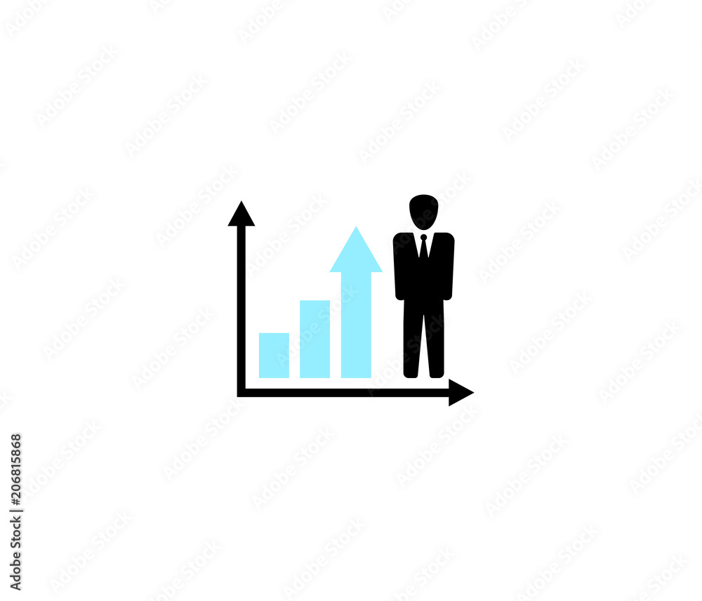 business revenue increase icon with business man business revenue increase icon with business man