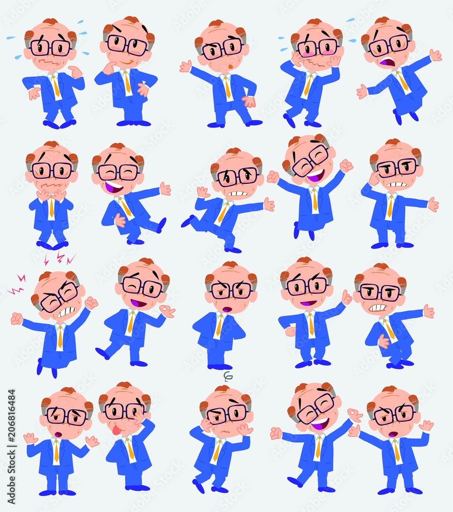 Businessman. Twenty eight expressions and basics body elements, template for design work and animation. Vector illustration to Isolated and funny cartoon character. Businessman. Twenty eight expressions and basics body elements, template for design work and animation. Vector illustration to Isolated and funny cartoon character.
