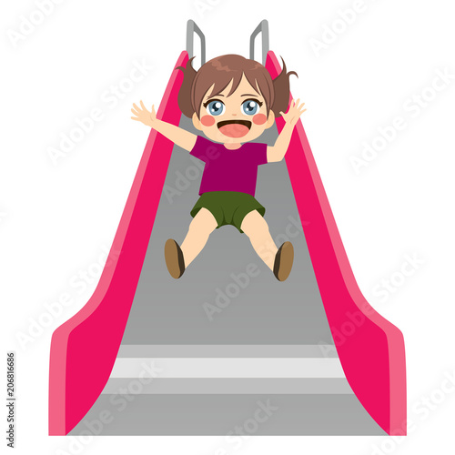 Cute active little girl pla...