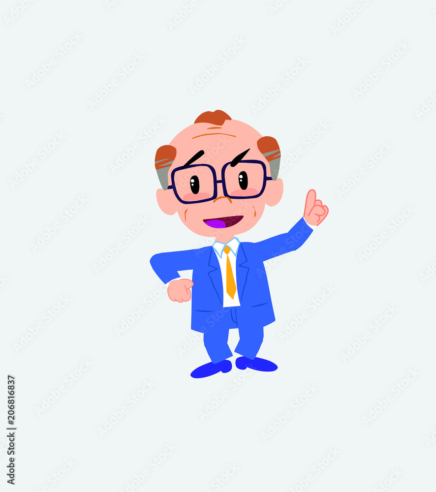 Old businessman with glasses talking very determined and optimistic. Old businessman with glasses talking very determined and optimistic.