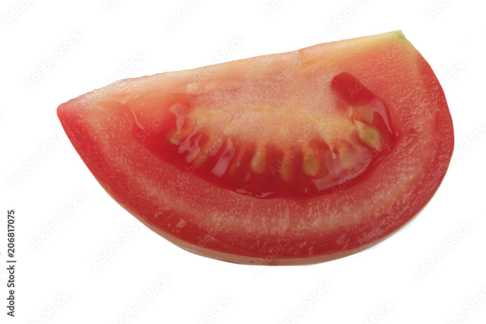 slice of red tomato isolated on white slice of red tomato isolated on white