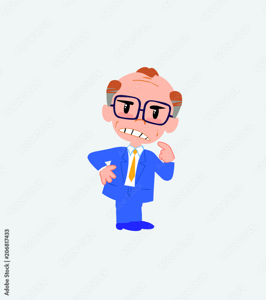 Old businessman with glasses ponders, something angry. Old businessman with glasses ponders, something angry.