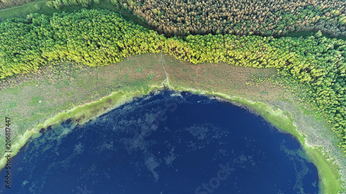 Fototapeta Naklejka Na Ścianę i Meble -  Aerial view from drone- lake in the forest