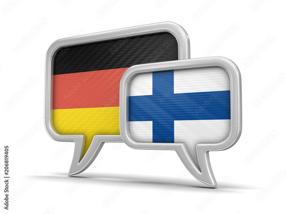 Speech bubbles with flags. Image with clipping path Speech bubbles with flags. Image with clipping path