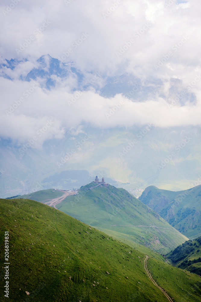 Fototapeta premium Trinity church in Kazbegi, Georgia