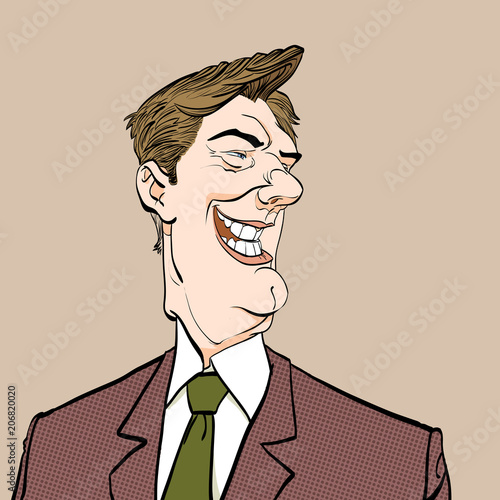 Smiling man. Happy businessman. Elderly successful businessman cartoon.