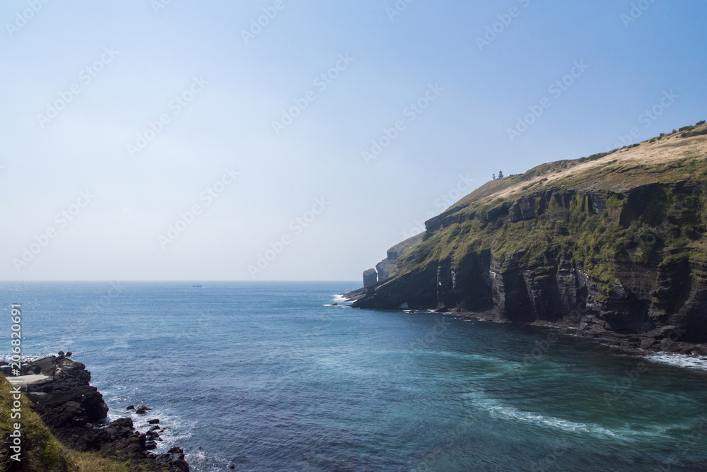 Coastal Cliffs And Ocean in Jeju island, South Korea.