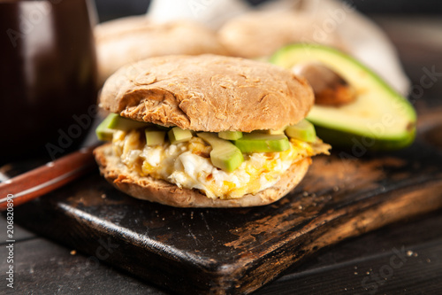 Avocado and egg sandwich