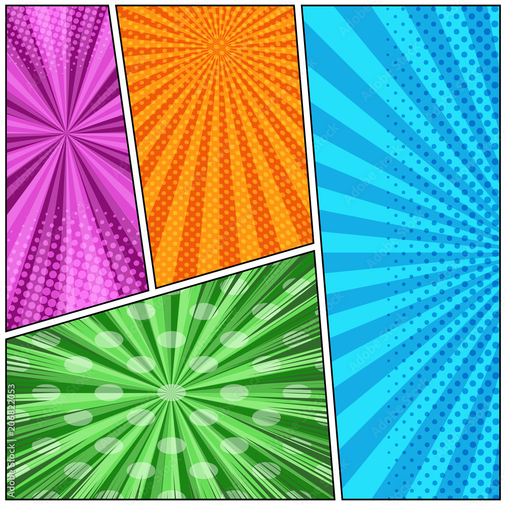 Fototapeta premium Comic book page colorful template
