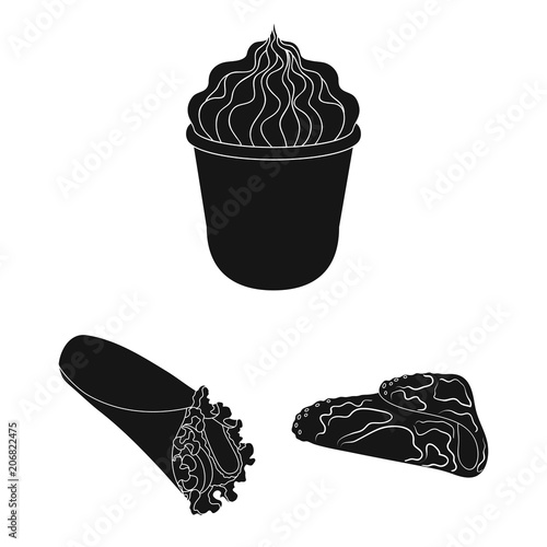 Fast food black icons in set collection for design.Food from semi-finished products vector symbol stock web illustration.
