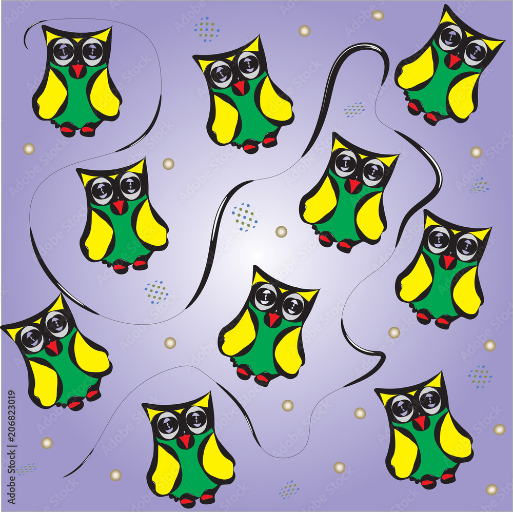 Pattern with funny owls Pattern with funny owls