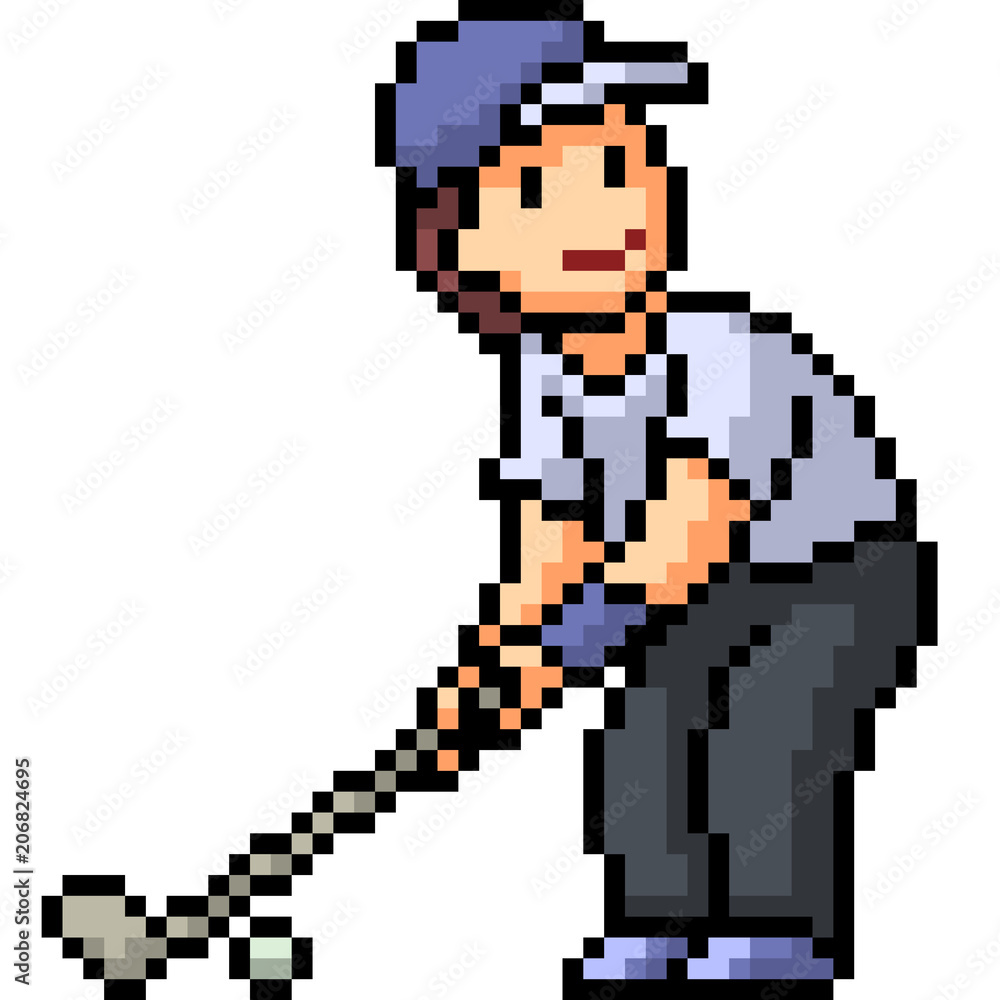 vector pixel art golf sport