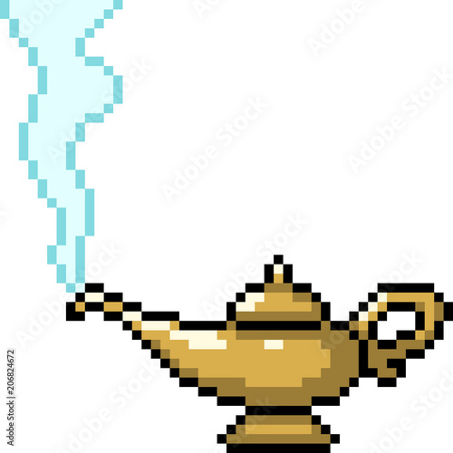 vector pixel art genie in lamp