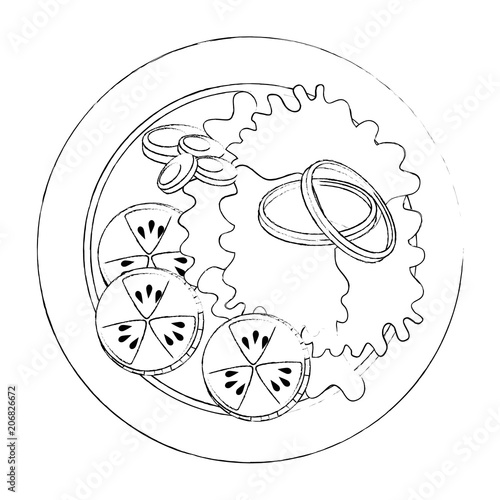delicious vegetable salad on plate vector illustration design