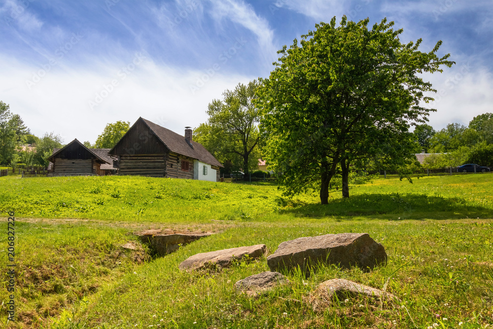 Old Czech Village with rural architecture - Vysoky Chlumec is a village in the Central Bohemian Region. Czech rural architecture. Old Czech Village with rural architecture - Vysoky Chlumec is a village in the Central Bohemian Region. Czech rural architecture.