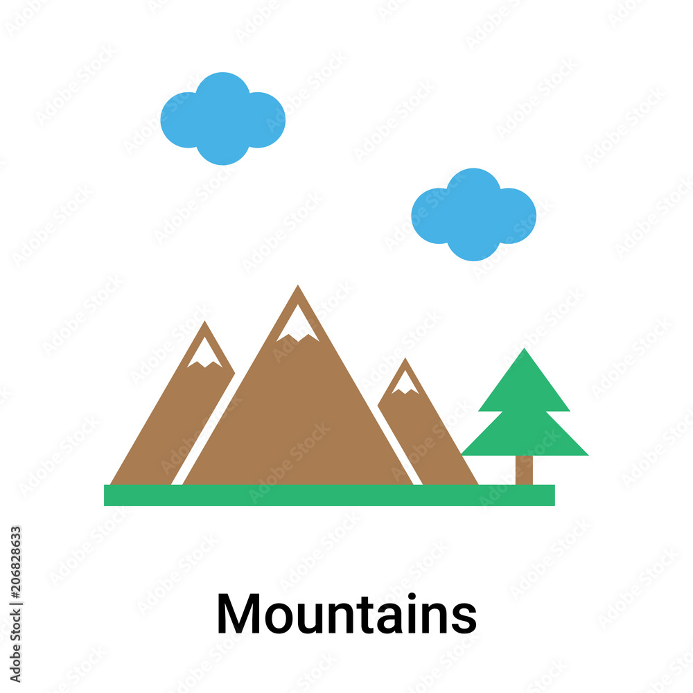 Mountains icon vector sign and symbol isolated on white background Mountains icon vector sign and symbol isolated on white background