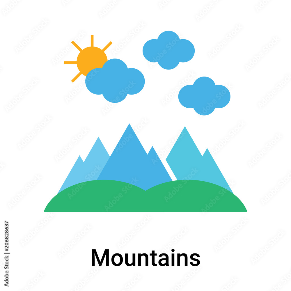 Mountains icon vector sign and symbol isolated on white background Mountains icon vector sign and symbol isolated on white background