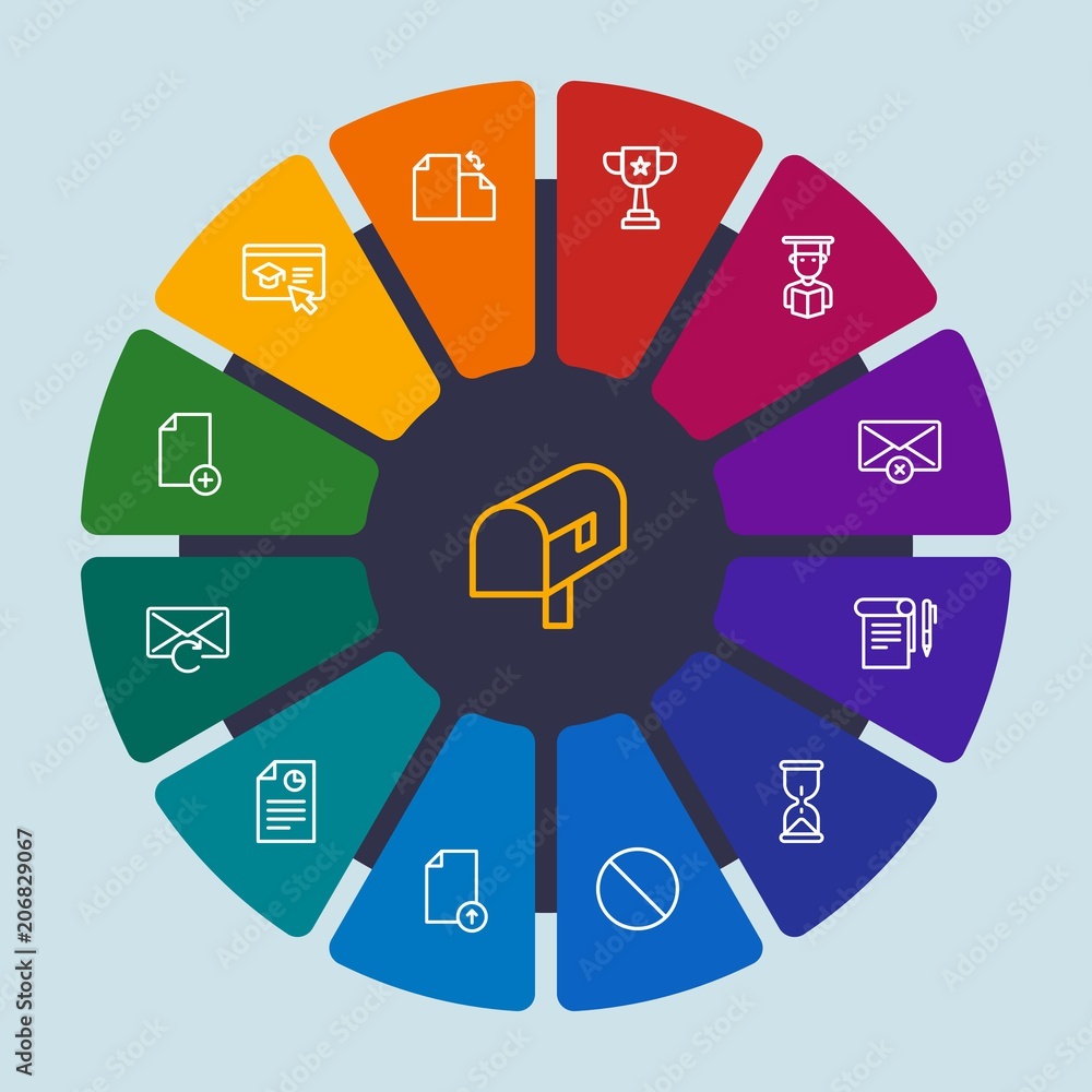 files, email, education Infographic Circle outline Icons Set. Contains such Icons as university, study, college, new, document, data, virtual, reload and more. Fully Editable. Pixel Perfect files, email, education Infographic Circle outline Icons Set. Contains such Icons as university, study, college, new, document, data, virtual, reload and more. Fully Editable. Pixel Perfect