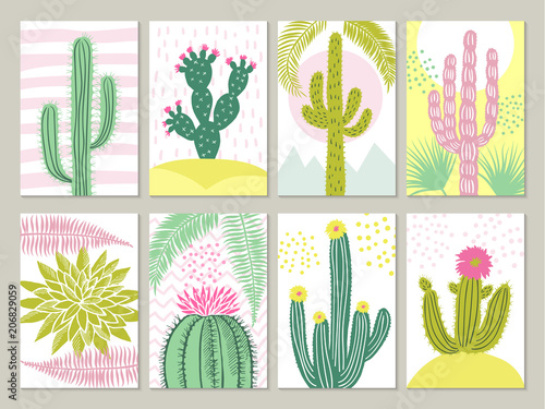Cards template with pictures of cactuses