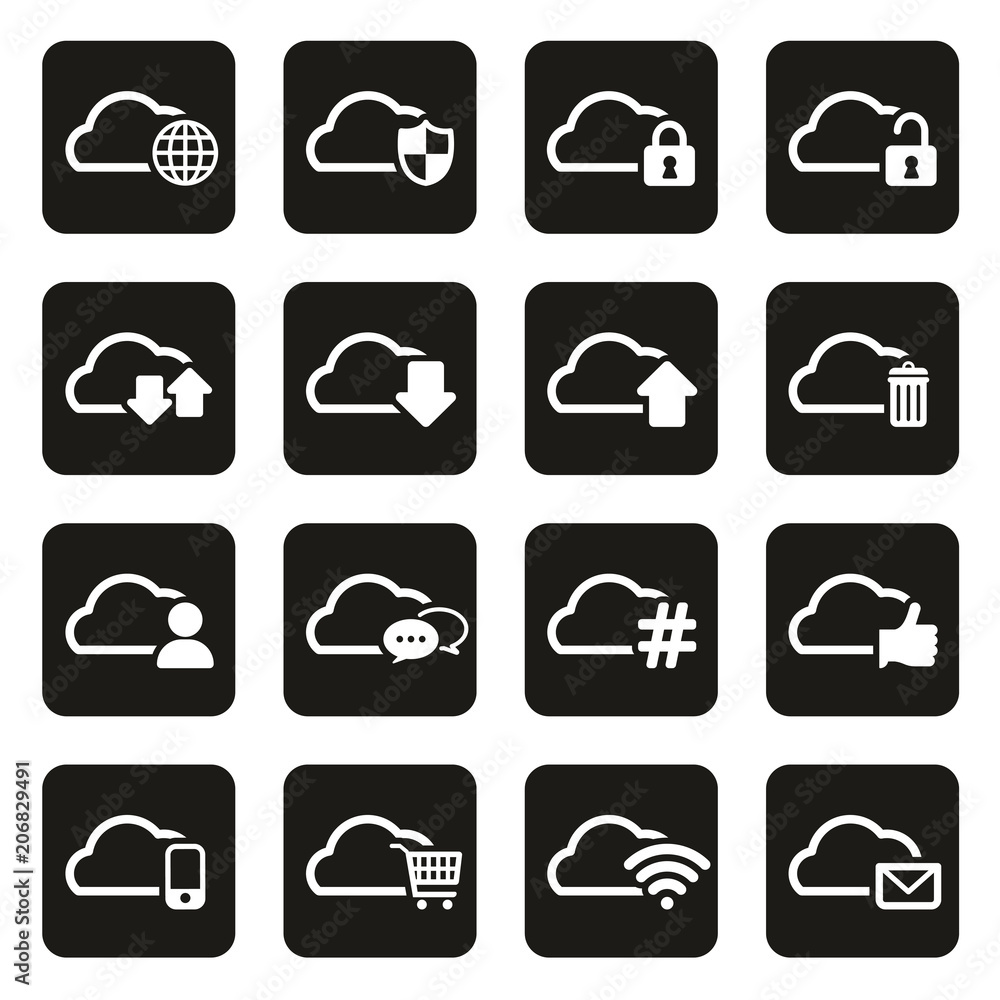 Cloud Service Icons White On Black Cloud Service Icons White On Black