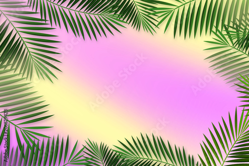 Background with Palm Leaves Frame. Can use Sale sign, flyer, poster, shopping, card, website, party, promotion, menu.