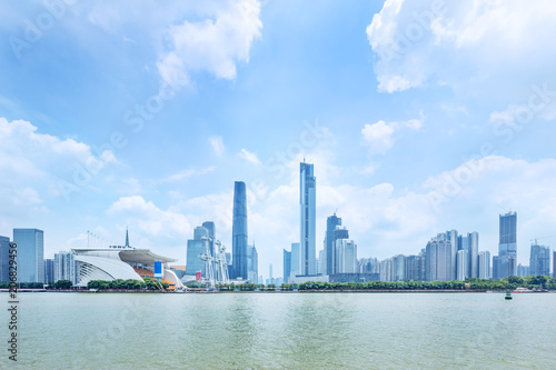 Zhujiang River and modern building of financial district in guangzhou china.