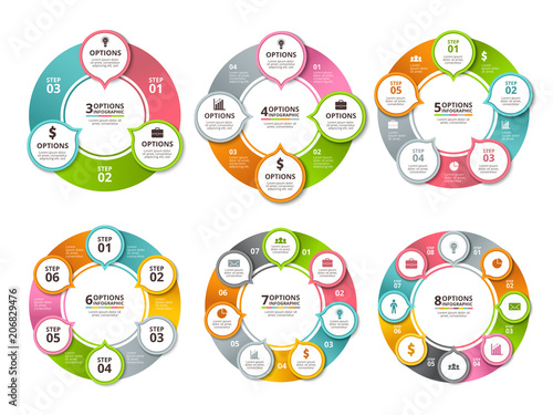 Various radial shapes and circles for business infographic photo