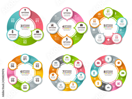 Various radial shapes and circles for business infographic