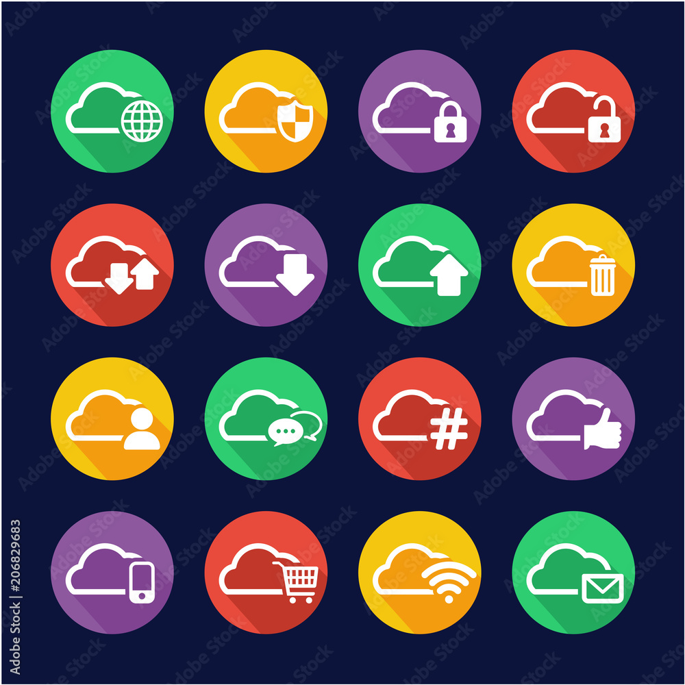 Cloud Service Icons Flat Design Circle Cloud Service Icons Flat Design Circle