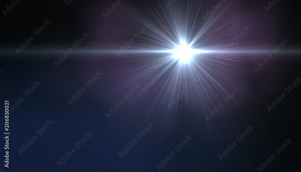 Lens flare light over black background. Easy to add overlay or screen filter over photos	