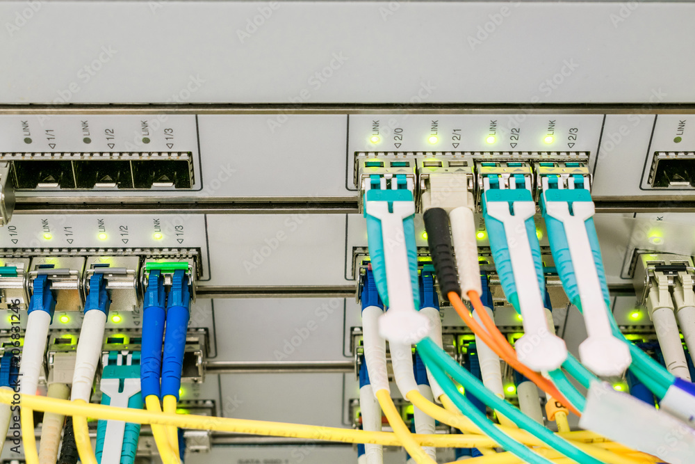 Trunk interfes of the central router. Optical links on the front panel ...