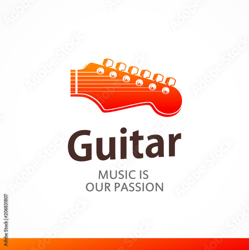 Logo with Peg head of Guitar