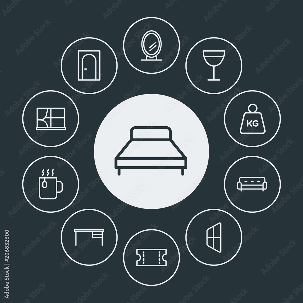 Φωτογραφία drinks, shopping, furniture Infographic Circle outline Icons Set