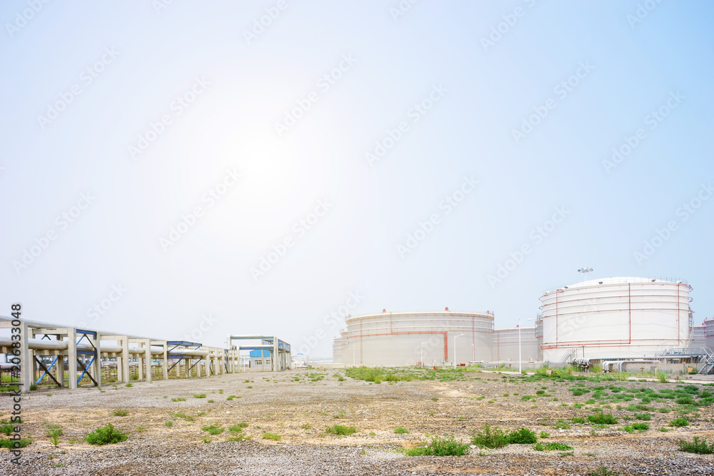 view of oil depot, containers in view of oil depot, containers in