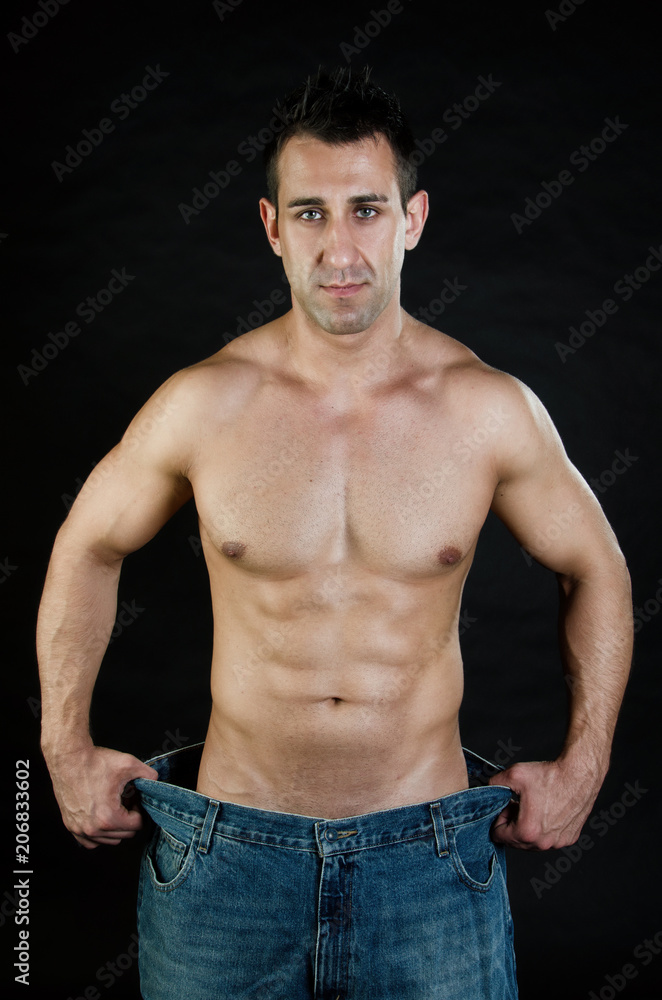 Fototapeta premium Diet and a healthy lifestyle. Attractive man. 