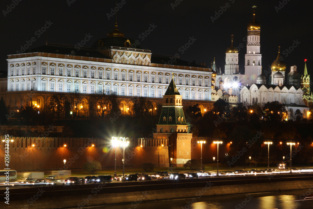 Moscow Kremlin panorama, view from Sofiyskaya embankment, Russia
