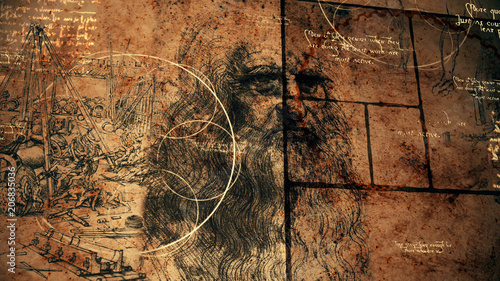 Code Da Vinci, Portrait and Wise Texts photo