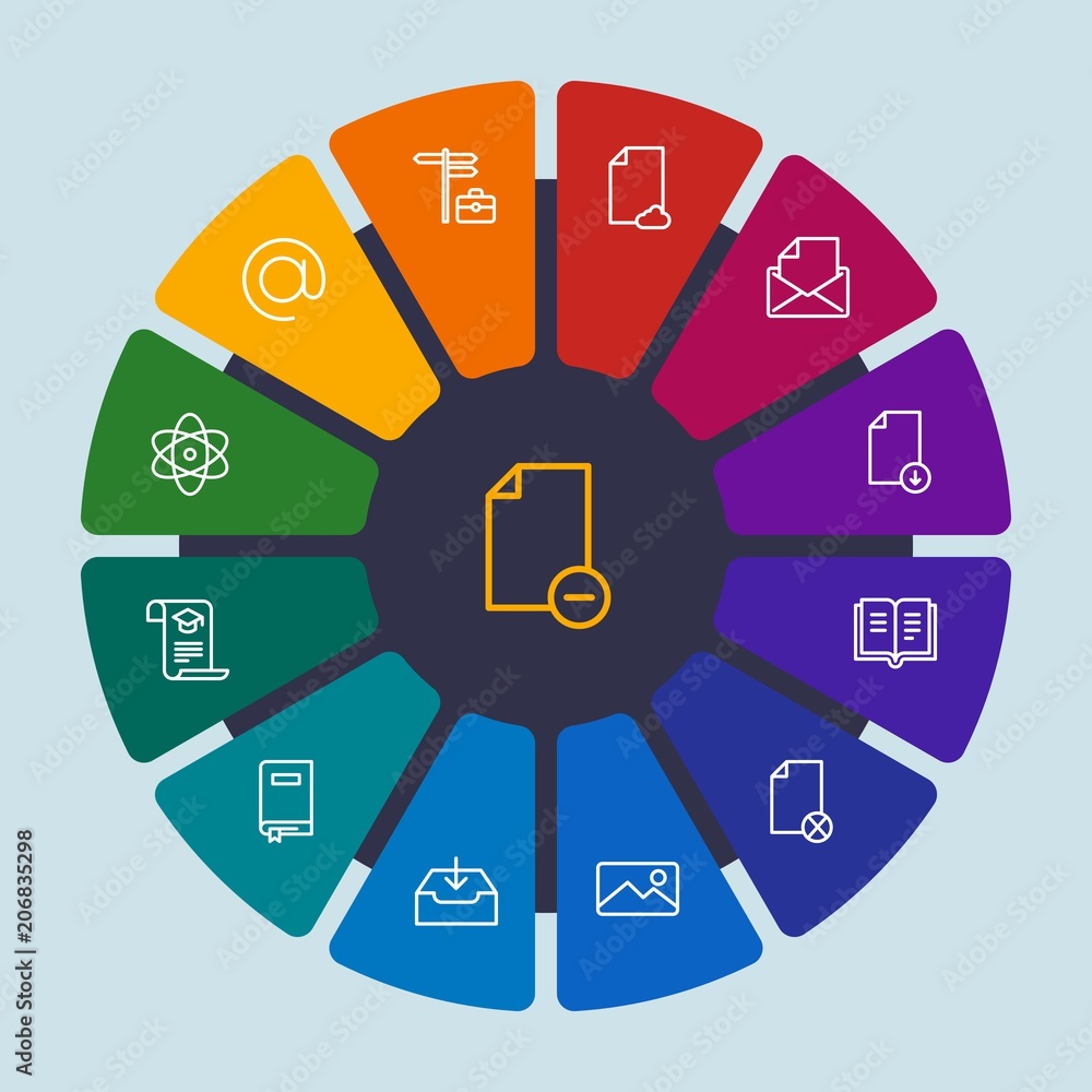 files, email, education Infographic Circle outline Icons Set. Contains such Icons as folder, envelope, education, remove, web, book, cloud, mail, paper and more. Fully Editable. Pixel Perfect files, email, education Infographic Circle outline Icons Set. Contains such Icons as folder, envelope, education, remove, web, book, cloud, mail, paper and more. Fully Editable. Pixel Perfect