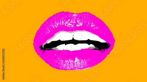 Lovely female lips in vivid colors photo