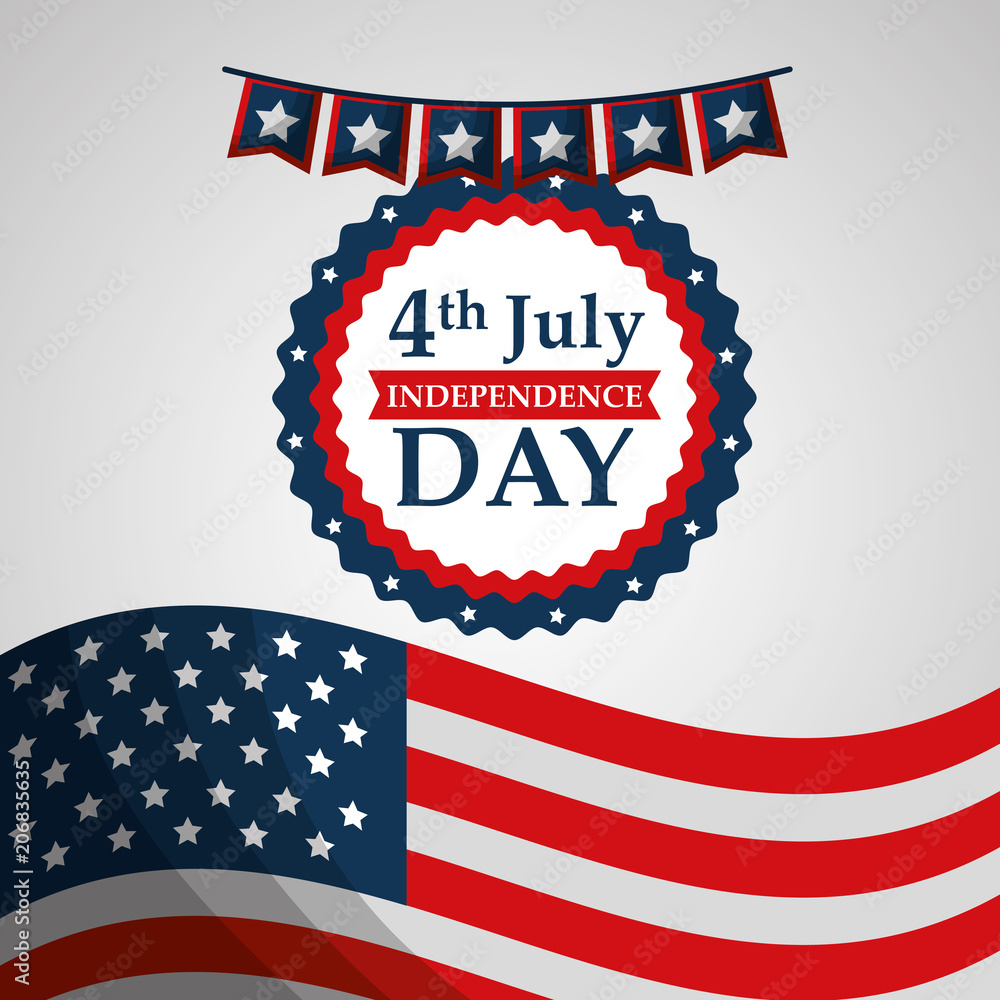 flag label decoration american independence day vector illustration